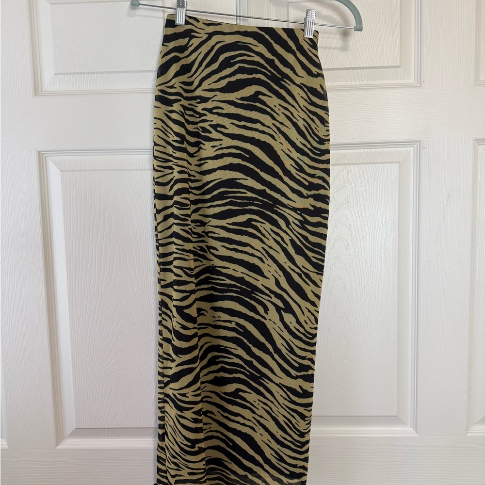 Topshop Black and Tan Zebra Maxi Skirt